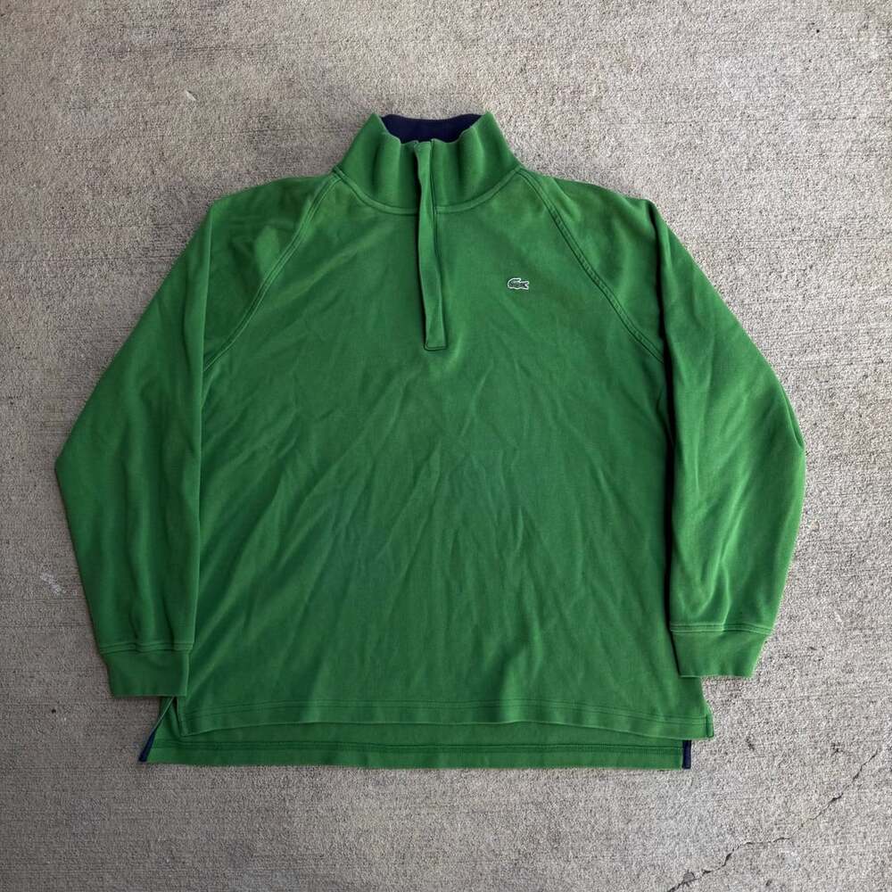 Lacoste 1/4 Zip Pullover Sweatshirt Size 7 Green